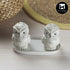 Ceramic Salt and Pepper Set with tray, Owl Design, Light Brown