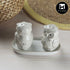 Ceramic Salt and Pepper Set with tray, Owl Design, Light Brown