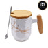 Fancy Ceramic Coffee or Tea Mug with Lid and Handle with Spoon (8544)