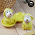 Ceramic Salt and Pepper Set with tray, Sheep Design, Yellow (8562)