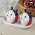 Ceramic Salt and Pepper Set with tray, Lady Bug Design, Red Black (8568)