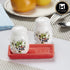 Ceramic Salt and Pepper Set with tray, Printed Design, White (8590)