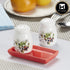 Ceramic Salt and Pepper Set with tray, Printed Design, White (8590)