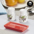 Ceramic Salt and Pepper Set with tray, Printed Design, White (8590)