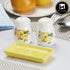 Ceramic Salt and Pepper Set with tray, Printed Design, White (8591)