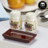 Ceramic Salt and Pepper Set with tray, Printed Design, White (8593)