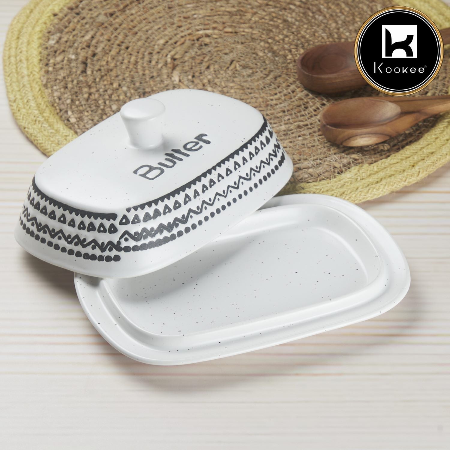 Kookee Butter Dishes, White, ART08618