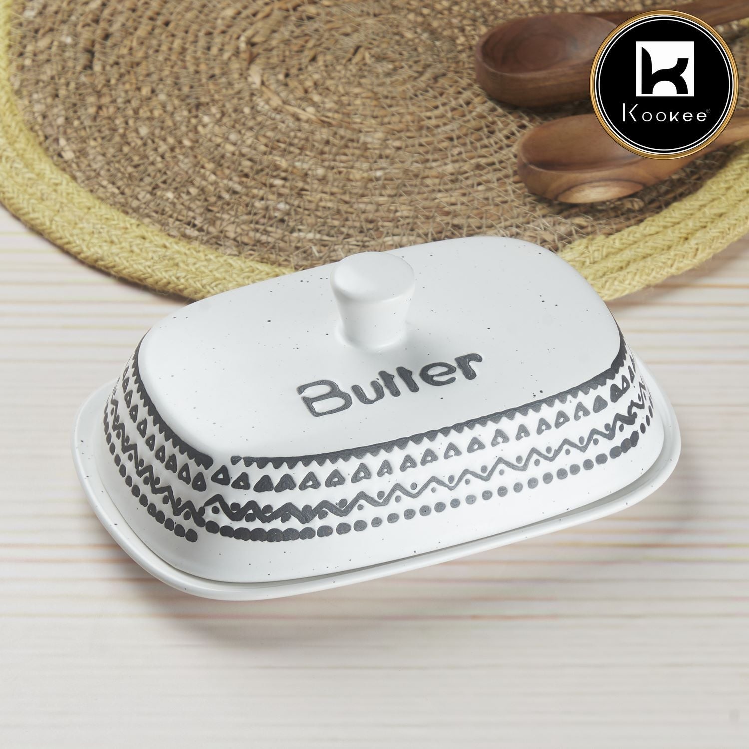 Kookee Ceramic Butter Dish Tray with Lid with 250g (8618)