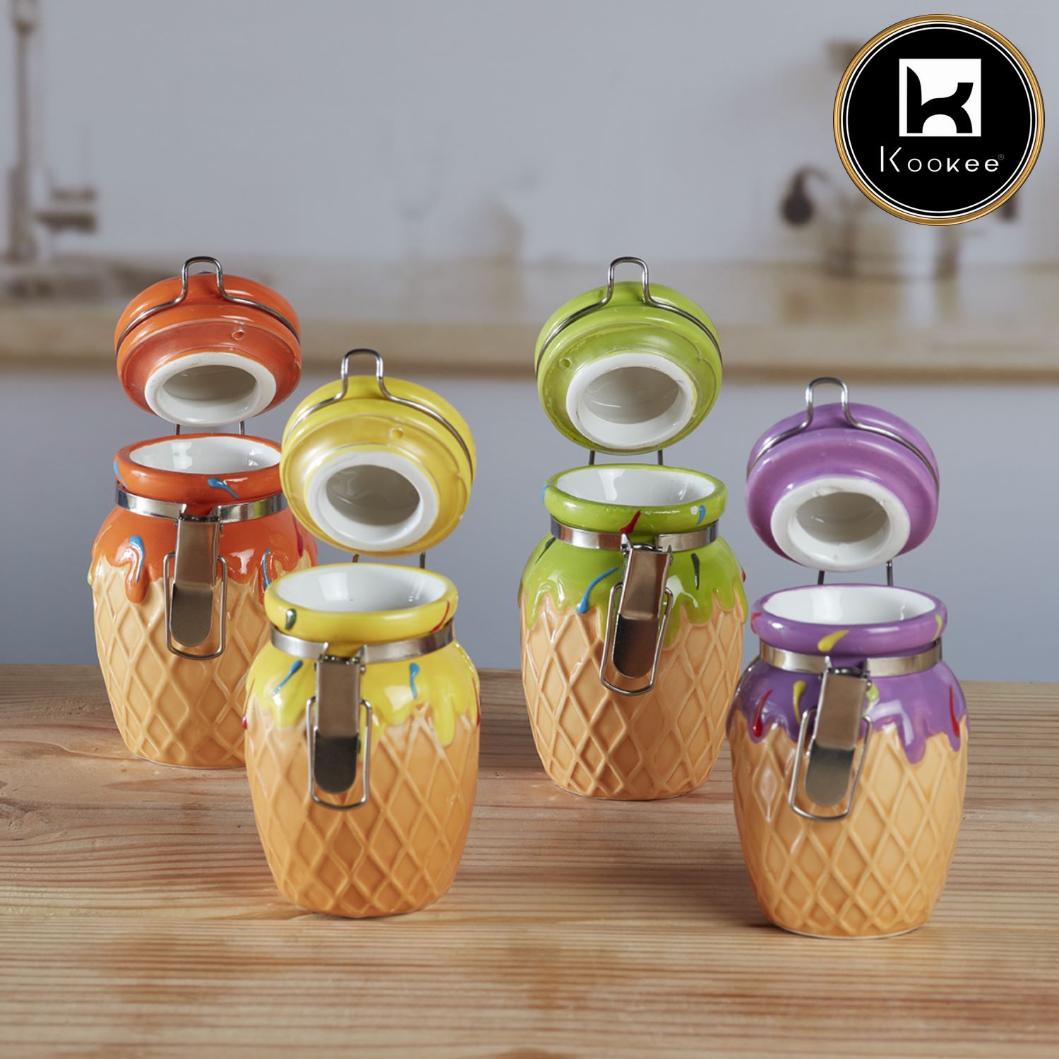 Ceramic Airtight Mini Canister Jar and Container for Kitchen (V-JAR-001-2)