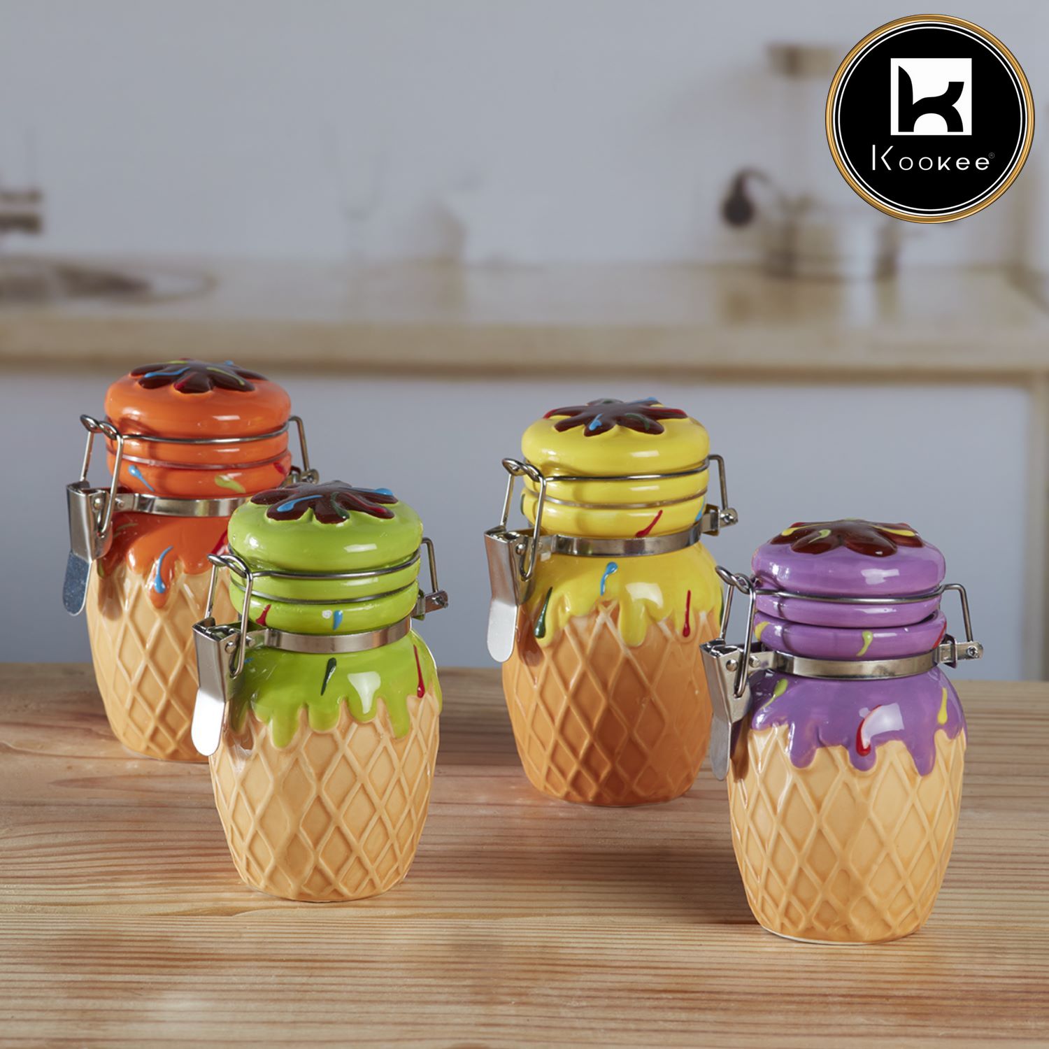 Ceramic Airtight Mini Canister Jar and Container for Kitchen (V-JAR-001-2)