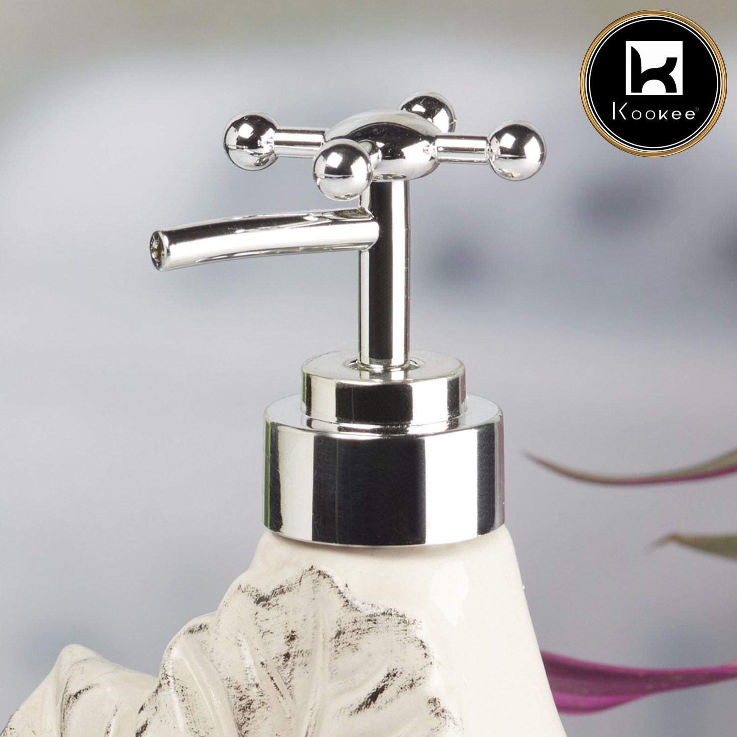 Ceramic Soap Dispenser for handwash for Bathroom, Beige (V-CSD-007-2)