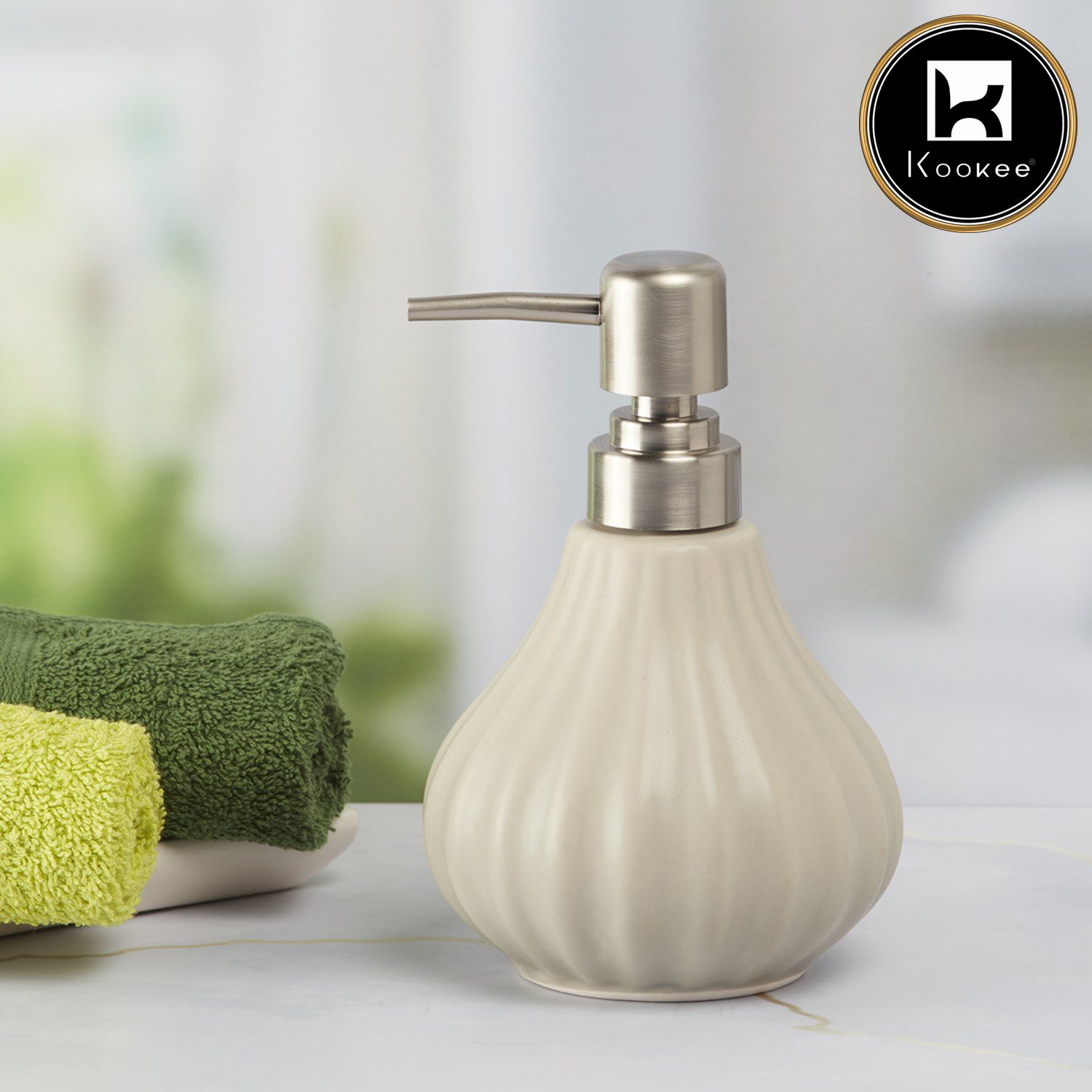 Kookee Ceramic Soap Dispensers, Grey, ART08644