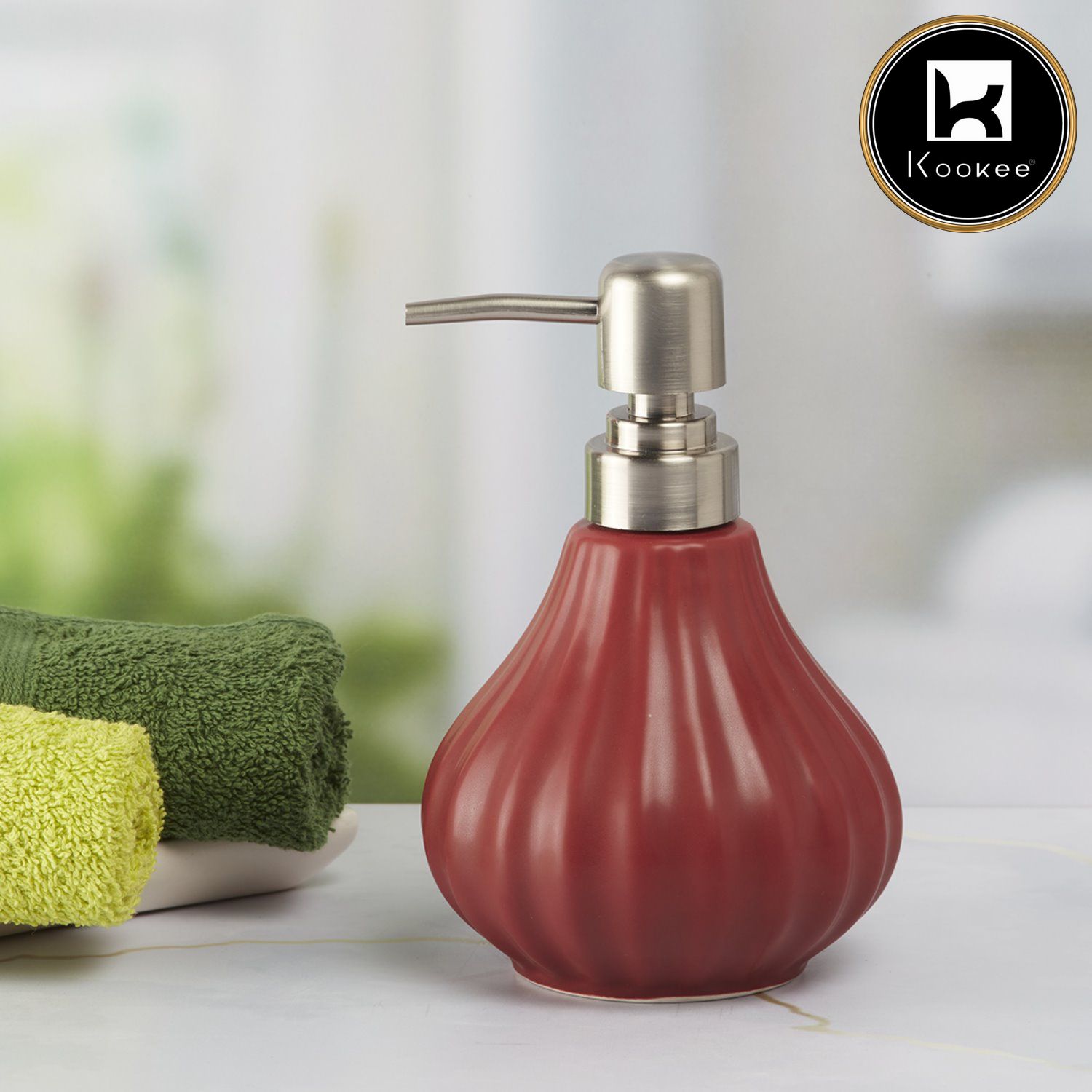 Kookee Ceramic Soap Dispensers, Red, ART08646