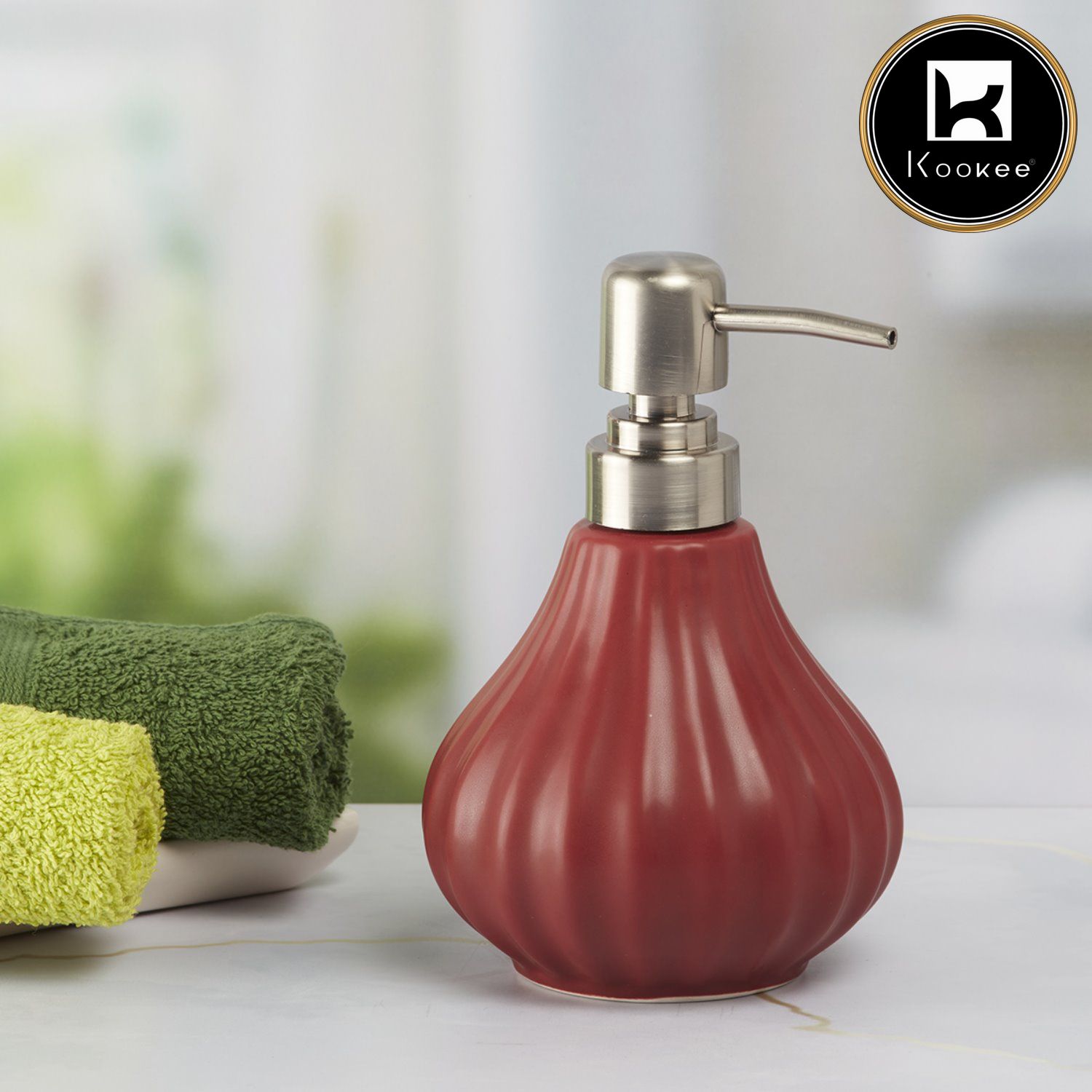 Kookee Ceramic Soap Dispensers, Red, ART08646