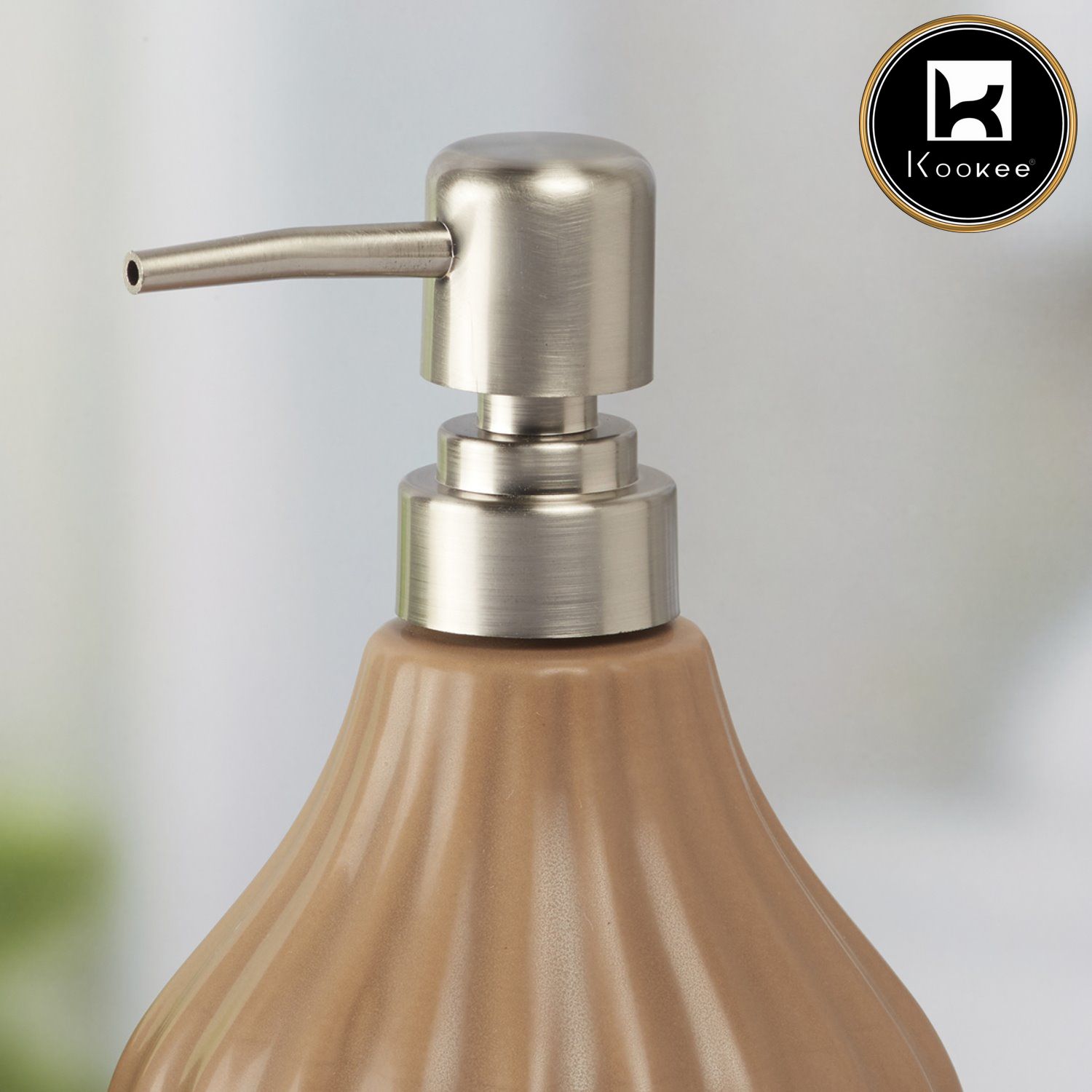 Ceramic Soap Dispenser for handwash for Bathroom, Brown, (Set of 1) (8647)