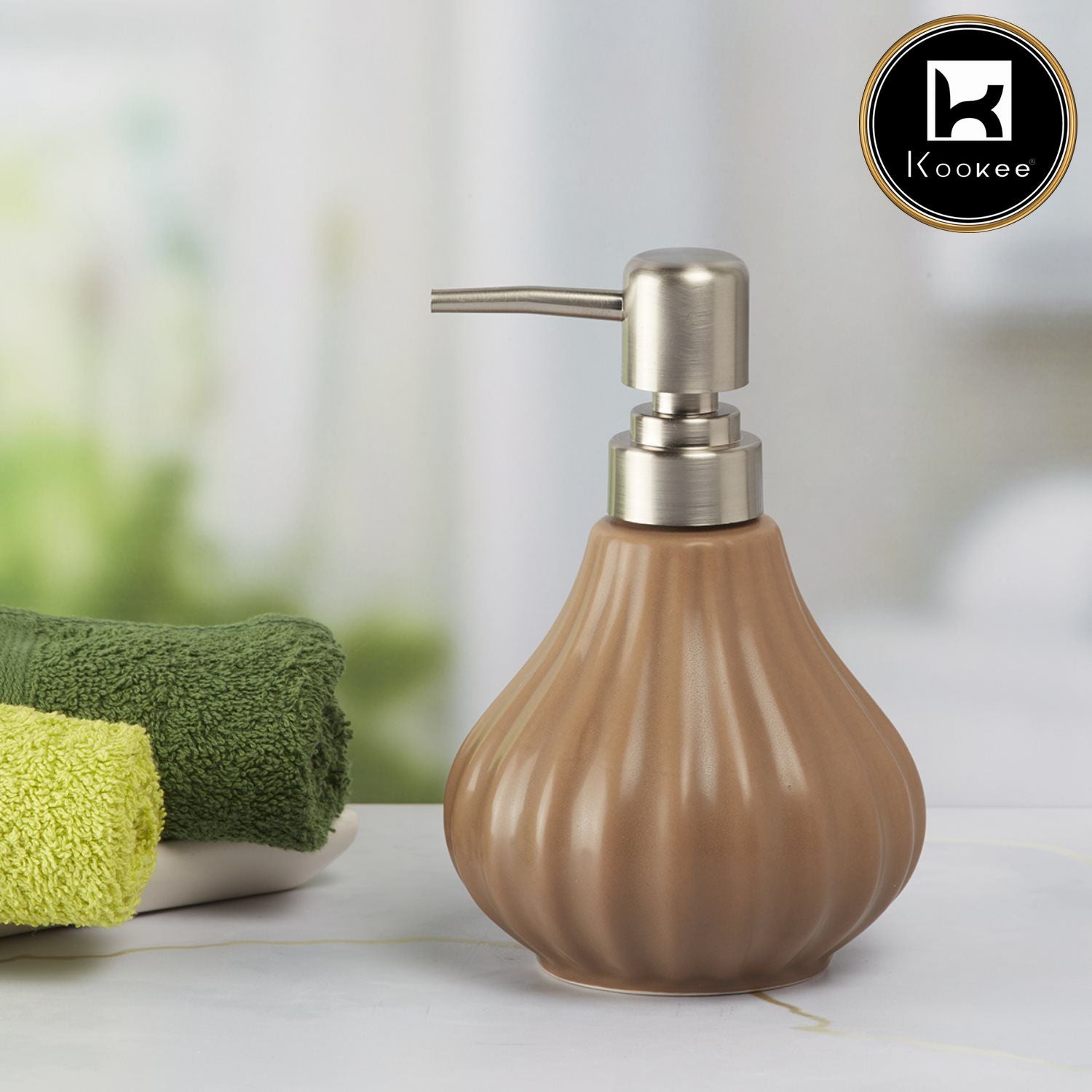 Kookee Ceramic Soap Dispensers, Brown, ART08647