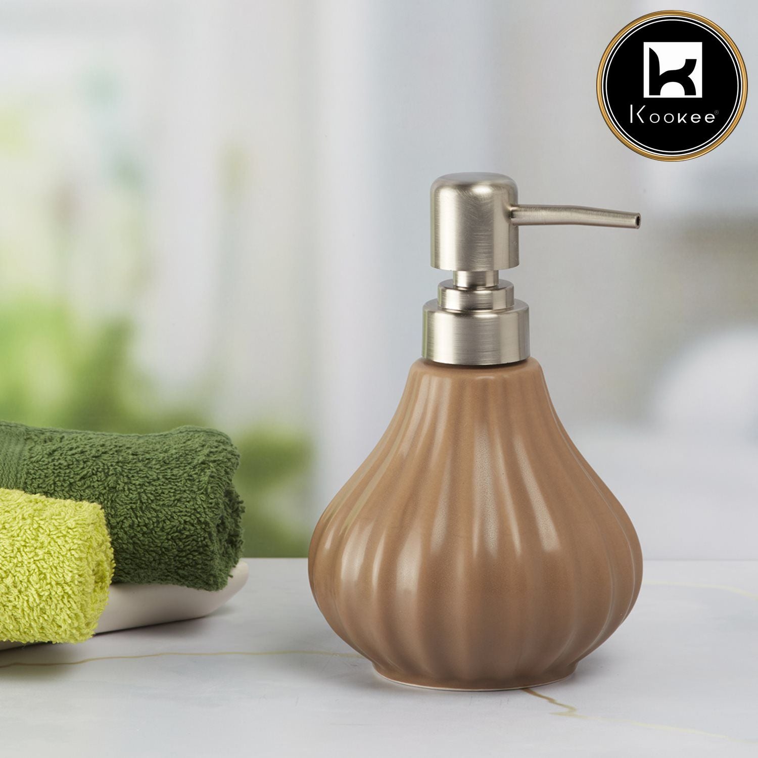Kookee Ceramic Soap Dispensers, Brown, ART08647