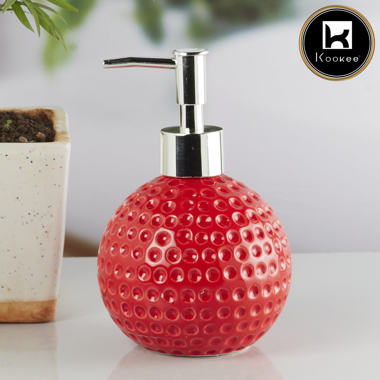 Kookee Ceramic Soap Dispensers, Red, ART08652