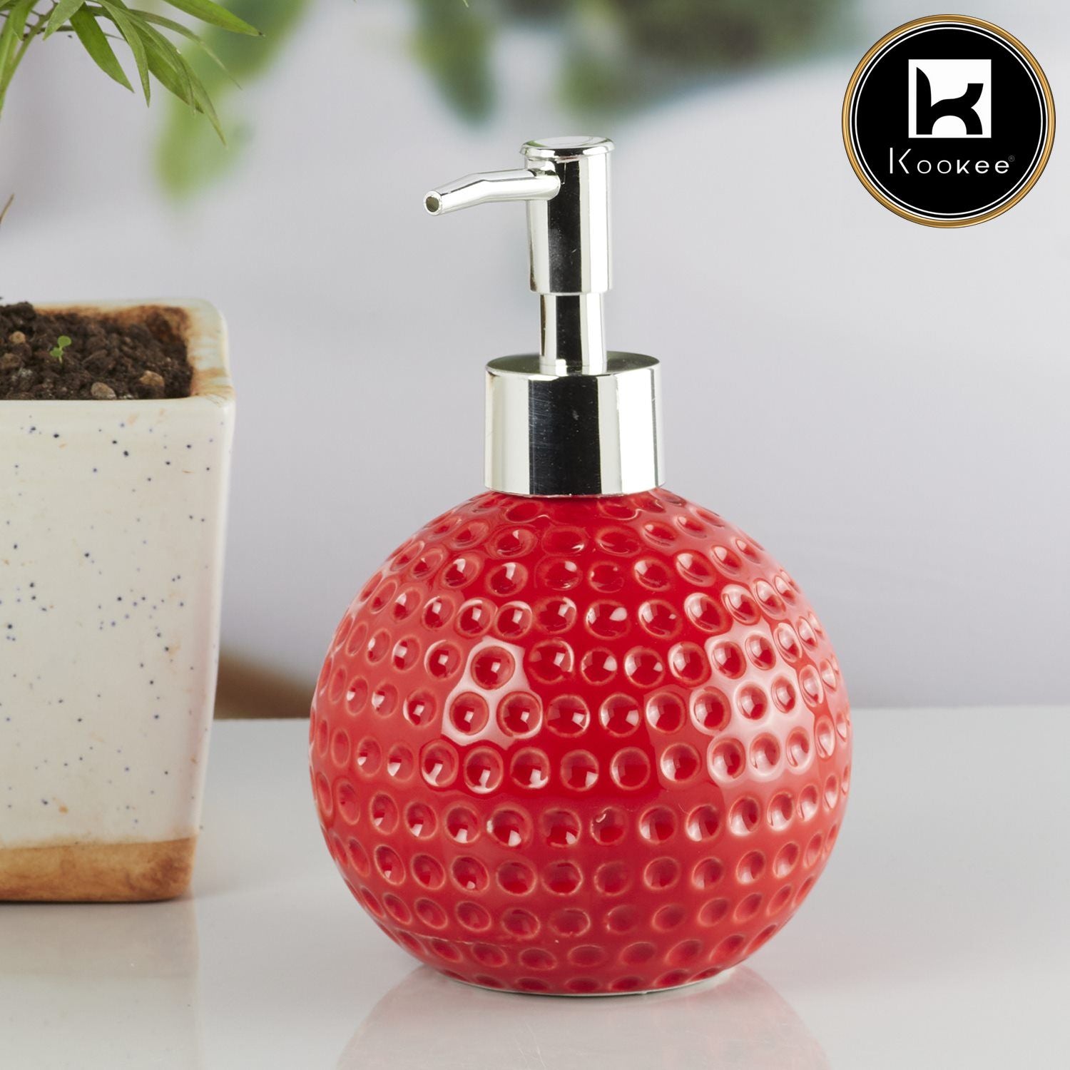 Kookee Ceramic Soap Dispensers, Red, ART08652