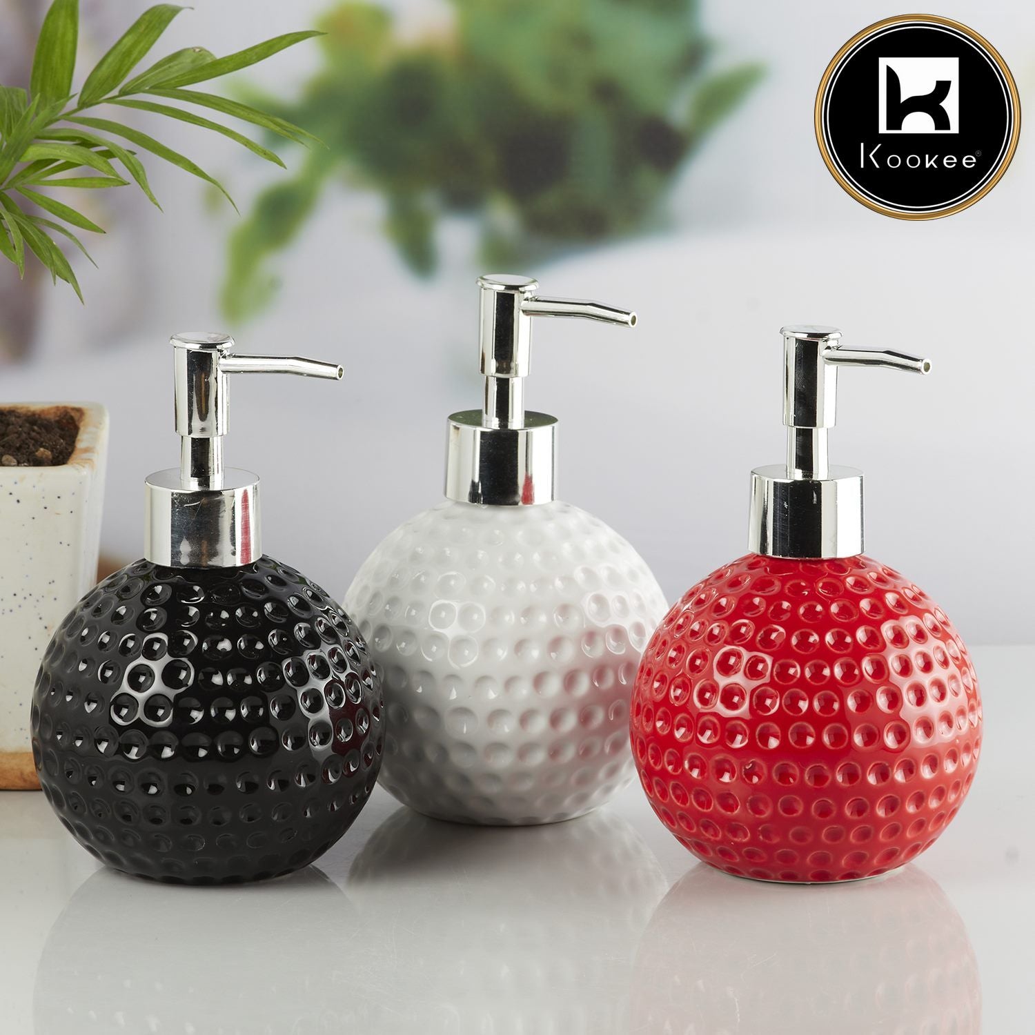 Kookee Ceramic Soap Dispensers, Red, ART08652