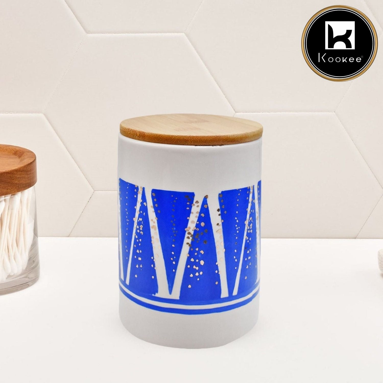 Kookee Ceramic Canister Jar Food Organizer with Bamboo Lid (1100ml) (8676)