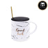 Kookee Fancy Ceramic Coffee or Tea Mug with Lid and Handle with Spoon for Office, Home or Gifting - 300ml