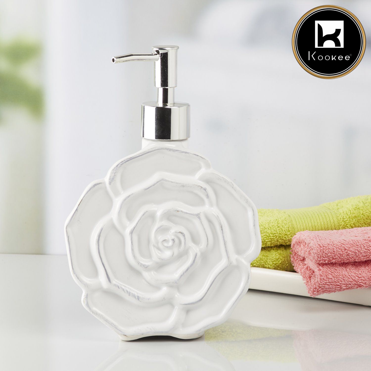 Ceramic Soap Dispenser for handwash for Bathroom, Pink (Set of 1) (7960)