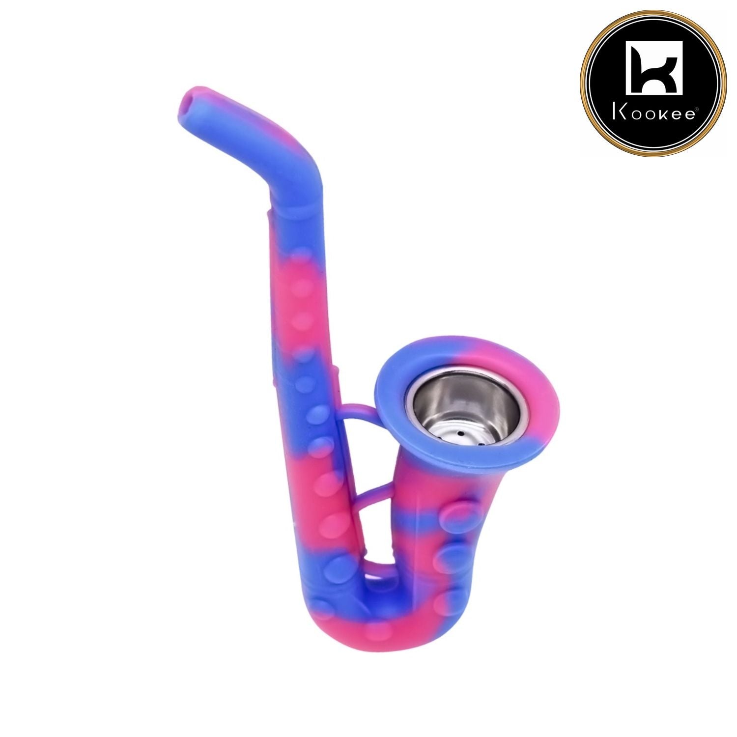 Silicone Unbreakable Smoking Pipe, Tobacco Pipes with Steel Bowl, Blue Pink