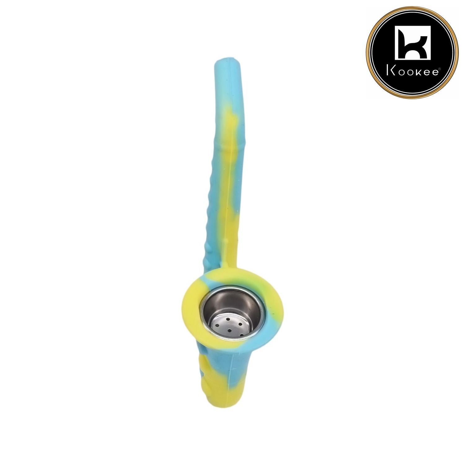 Silicone Unbreakable Smoking Pipe, Tobacco Pipes with Steel Bowl, Blue Yellow