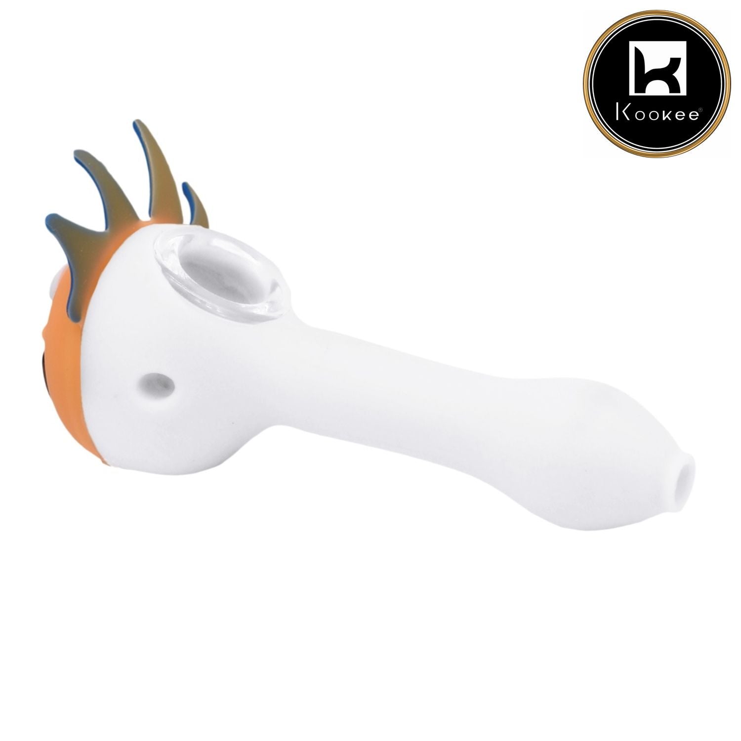 Silicone Smoking Pipe, Unbreakable with Glass Bowl, Rick and Morty, White