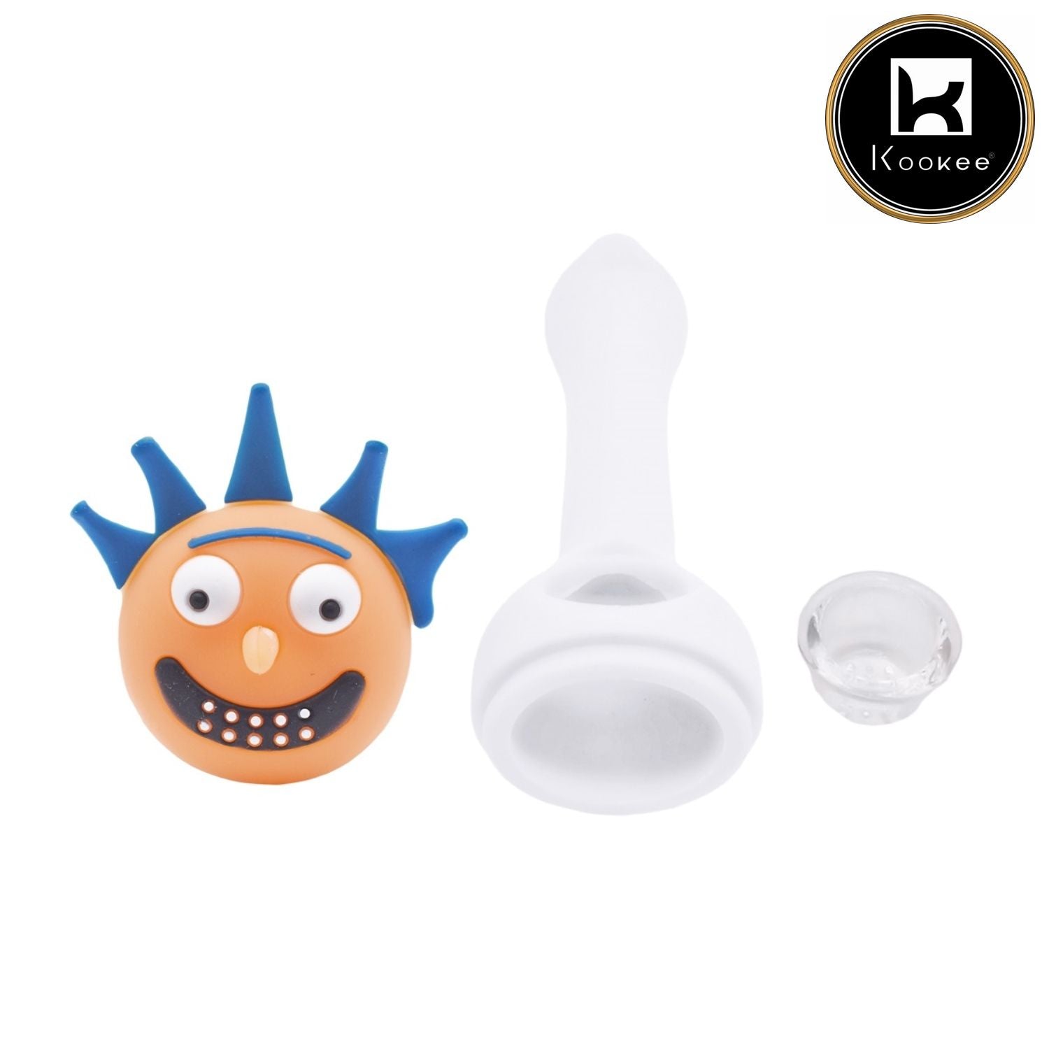 Silicone Smoking Pipe, Unbreakable with Glass Bowl, Rick and Morty, White