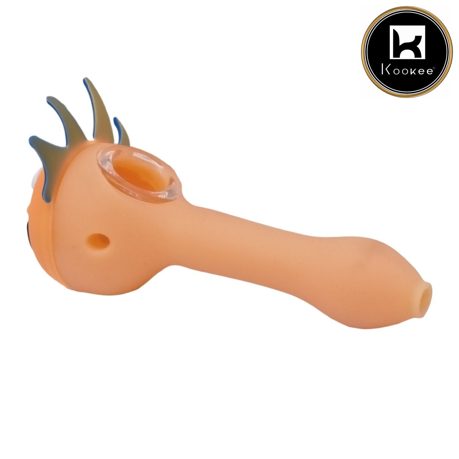 Silicone Smoking Pipe, Unbreakable with Glass Bowl, Rick and Morty, Orange