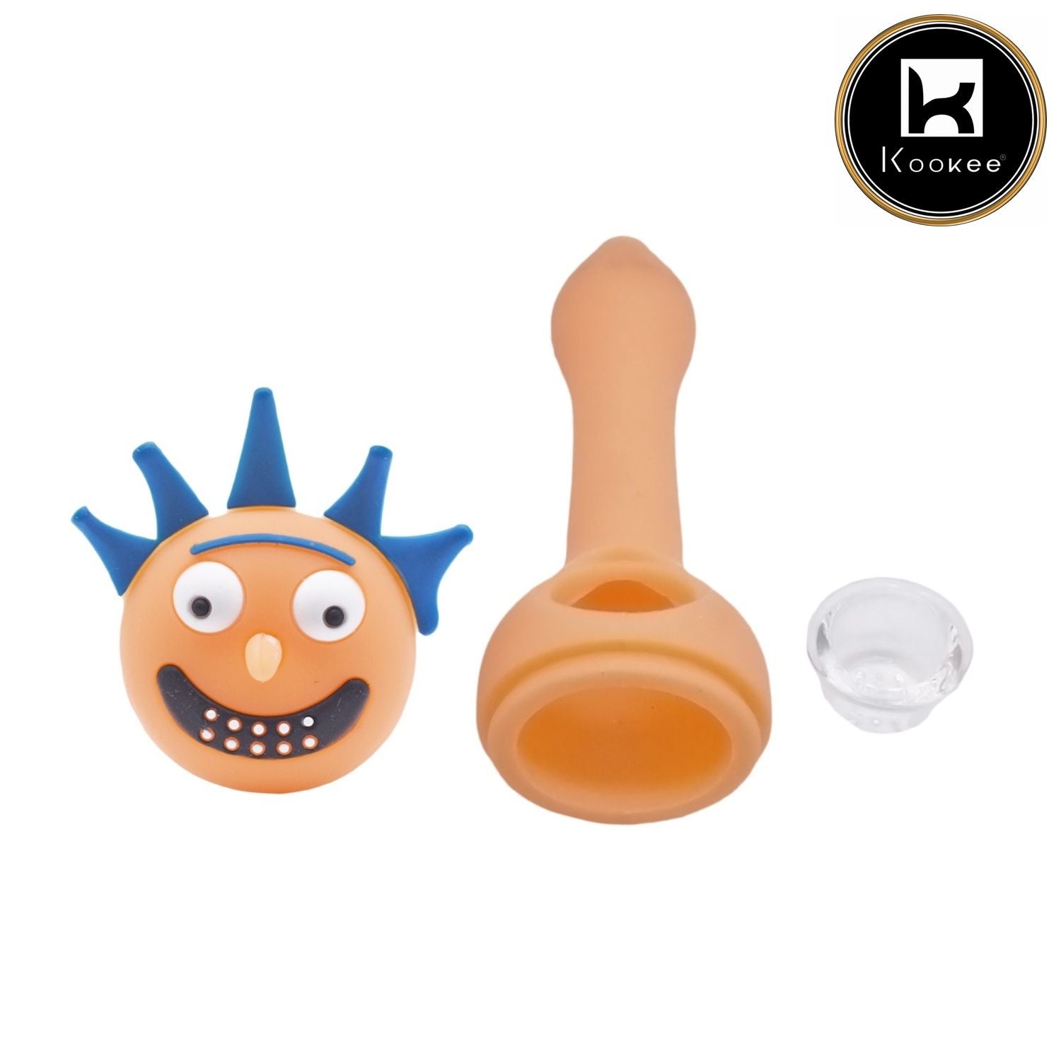 Silicone Smoking Pipe, Unbreakable with Glass Bowl, Rick and Morty, Orange