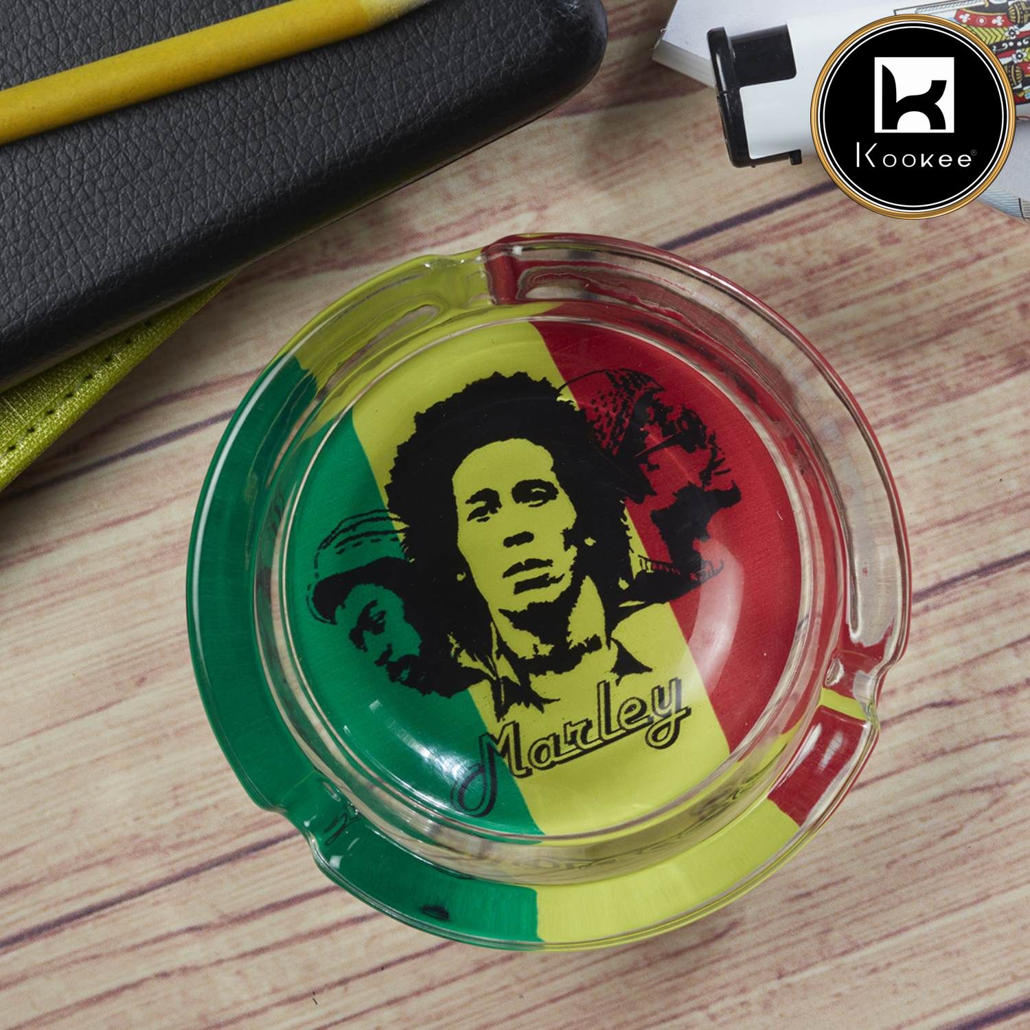 Kookee Glass Ashtray, Round, Multi (Diemeter: 8.5cm)