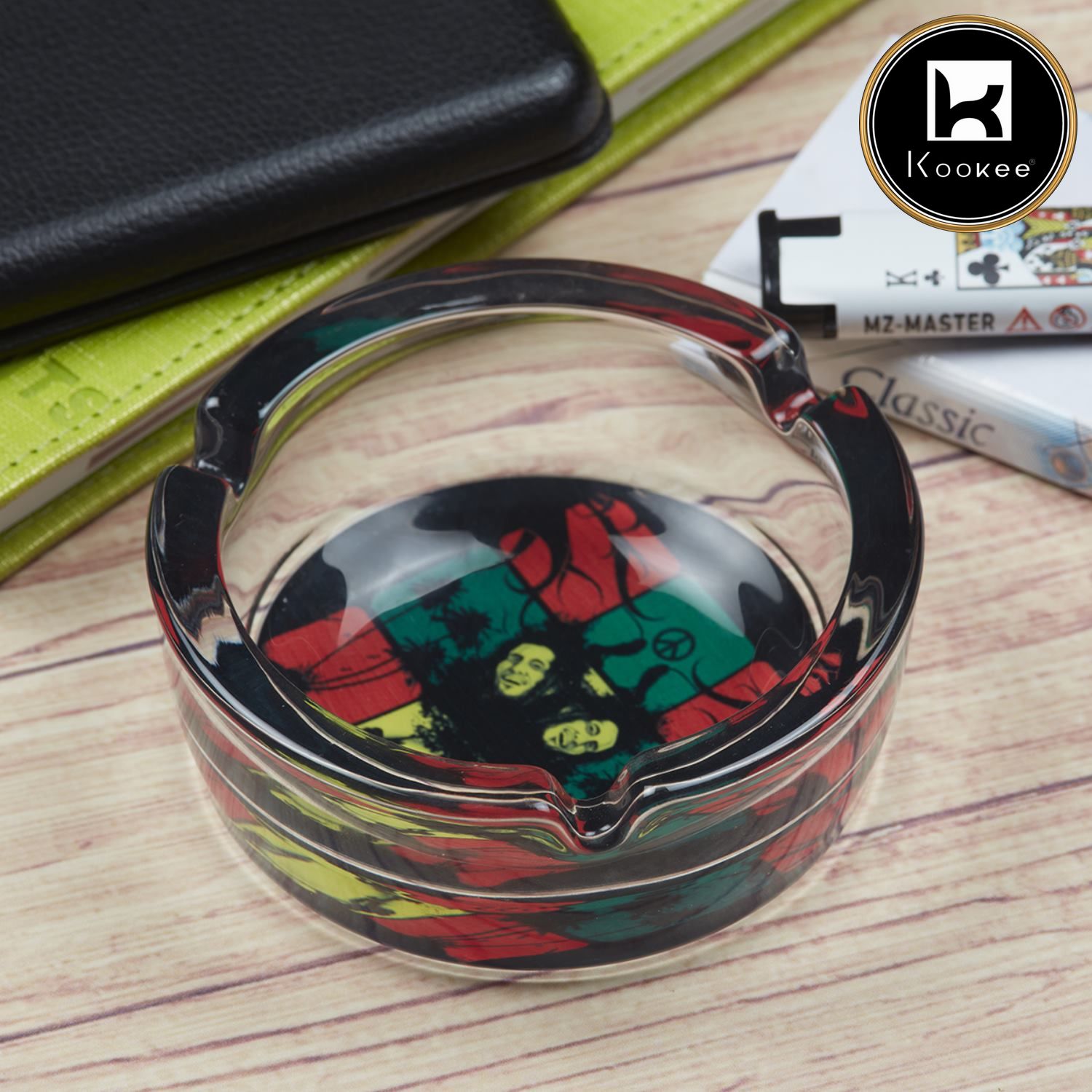 Glass Ashtray, Round, Tree (Diemeter: 8.5cm)