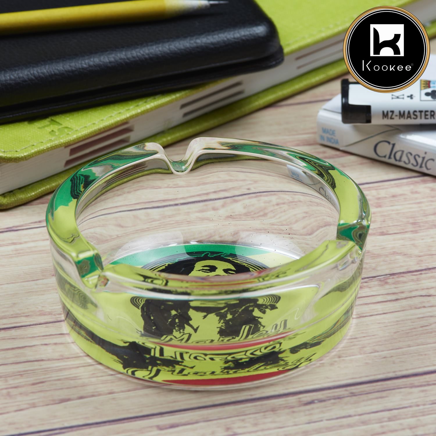 Glass Ashtray, Round, Yellow (Diemeter: 8.5cm)