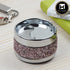 Smokeless Metal Tin Ashtray Rotating Lid, Round, Pink / Silver Glitter