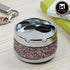 Smokeless Metal Tin Ashtray Rotating Lid, Round, Pink / Silver Glitter