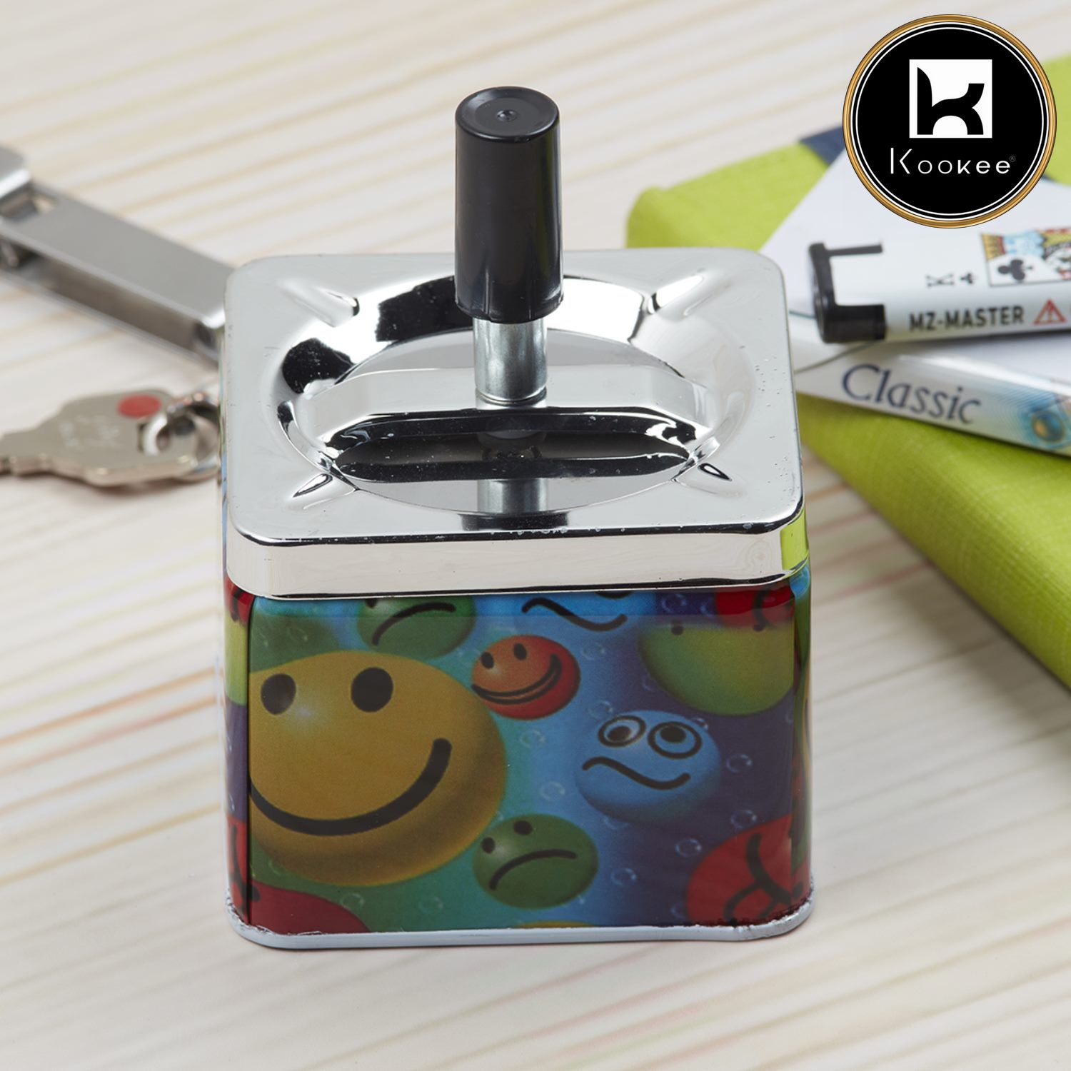 Kookee Push Down Ashtrays, Multi, ART08750