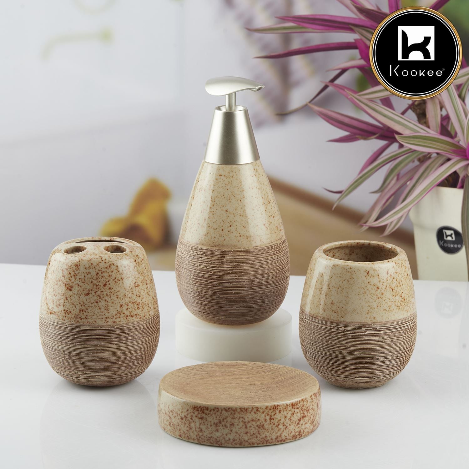 Kookee Ceramic Bathroom Sets, Beige, ART08849