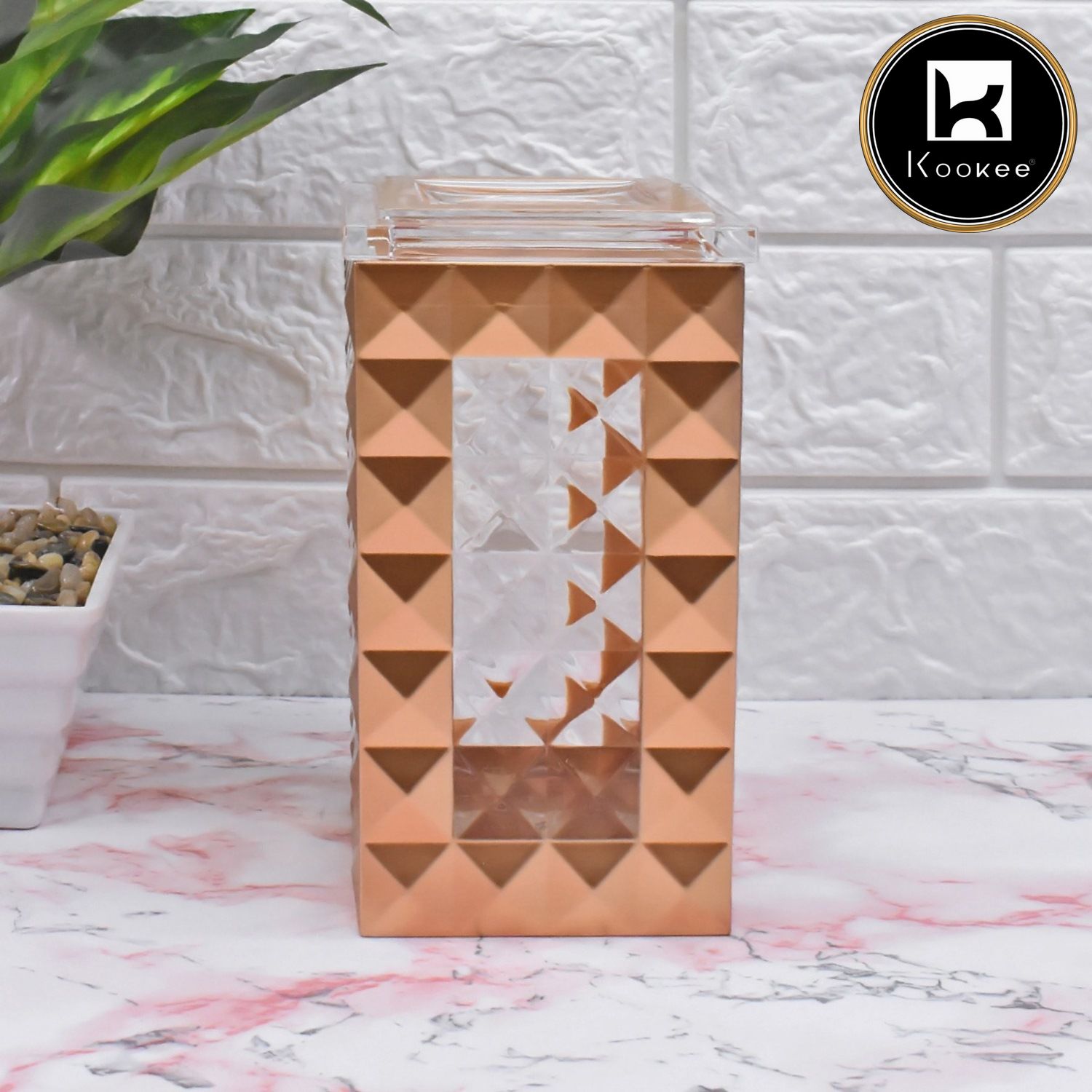 Acrylic Airtight Canister Jar & Container, Square, Copper (4x7 in) (8924)