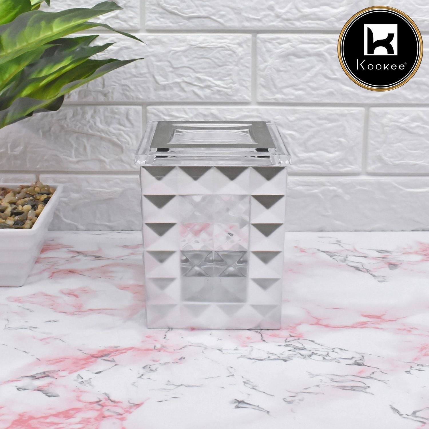 Acrylic Airtight Canister Jar & Container, Square, Silver (V-ACJ-001)