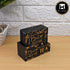 Wooden Coasters Set of 6 with Holder, Square, Black Golded