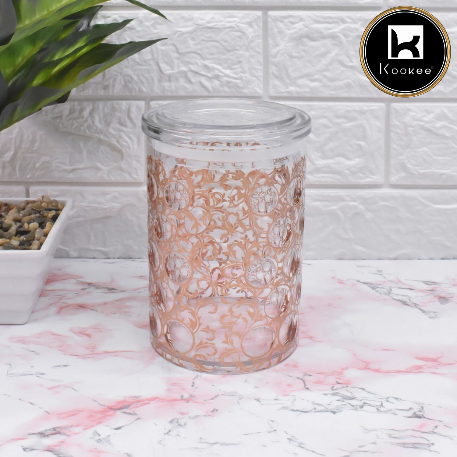 Acrylic Airtight Canister Jar & Container, Round, Copper (4x6.5 in) (8948)