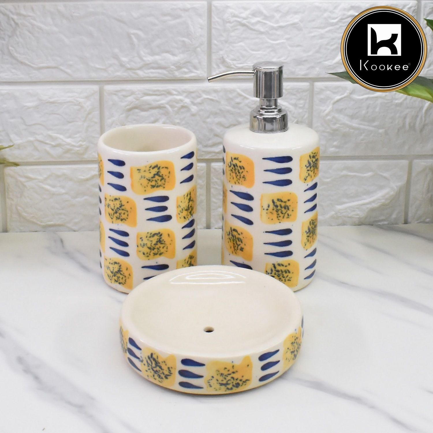 Kookee Ceramic Bathroom Sets, Multi, ART08993