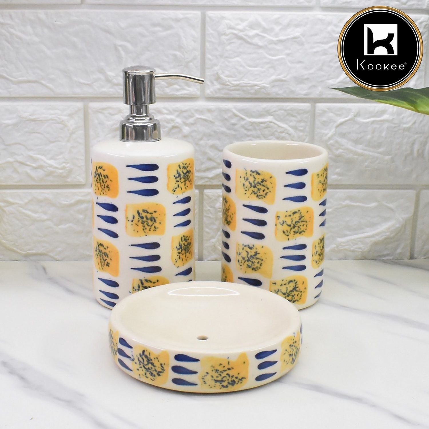 Kookee Ceramic Bathroom Sets, Multi, ART08993