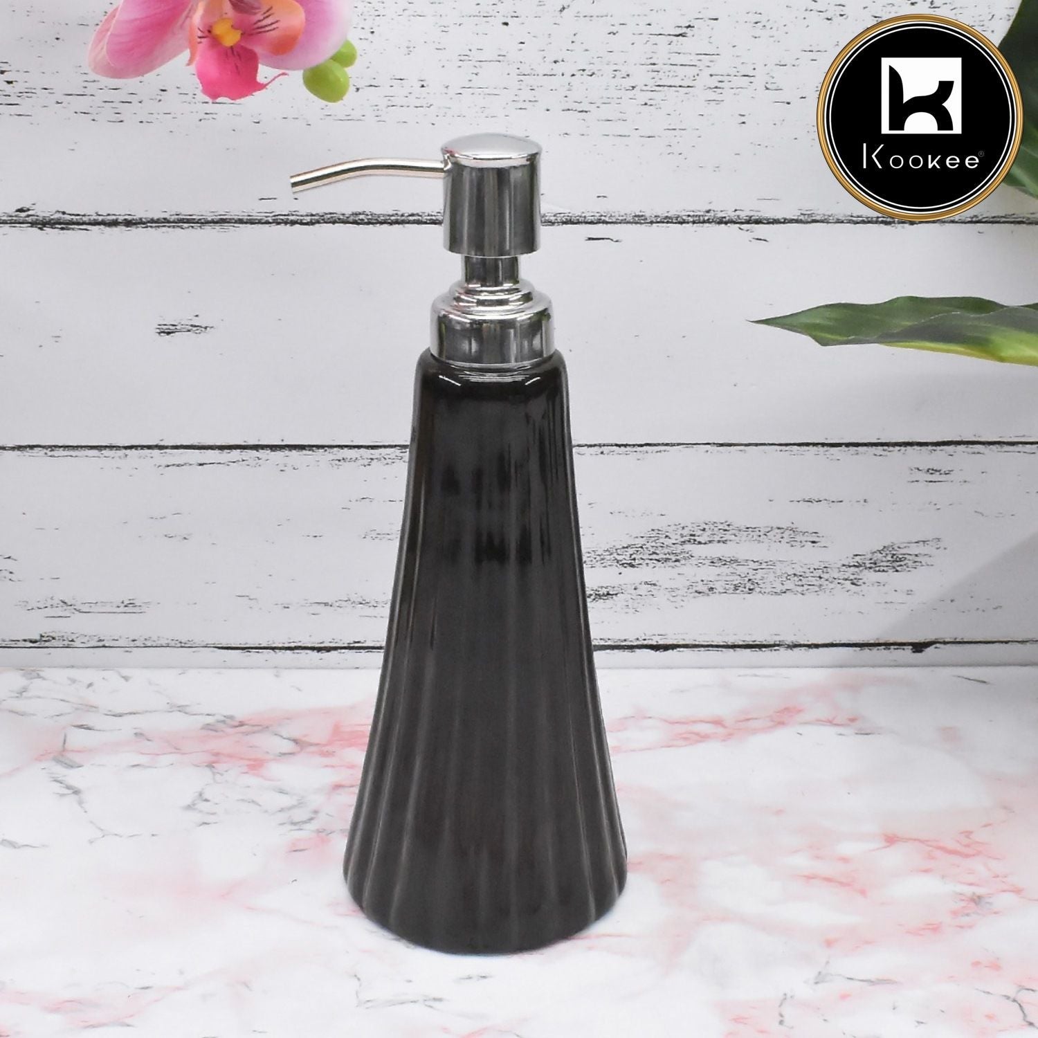 Ceramic Soap Dispenser for handwash for Bathroom, Black, (Set of 1) (9497)