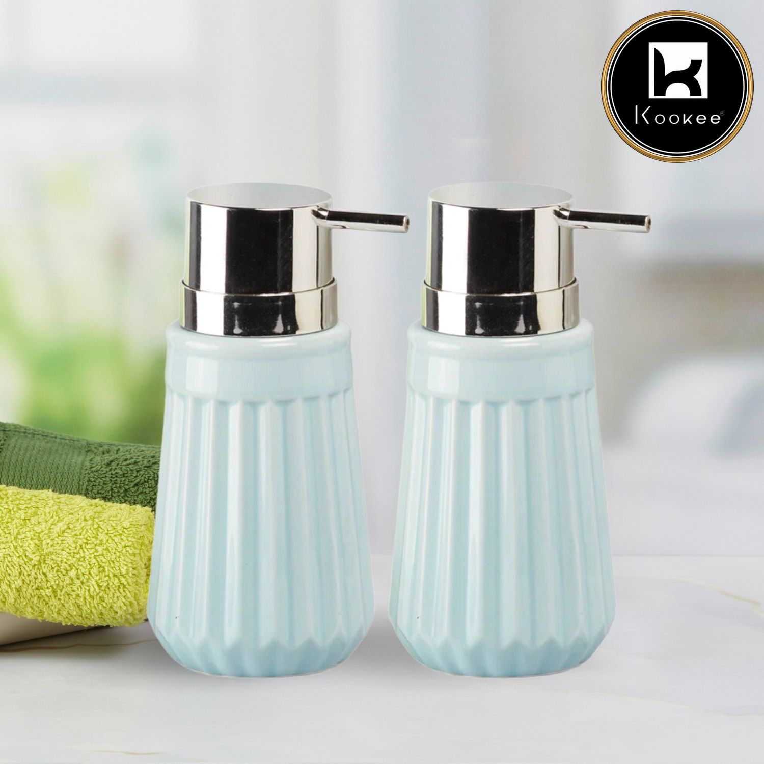 Ceramic Soap Dispenser for handwash for Bathroom, Pink (Set of 2) (9548)