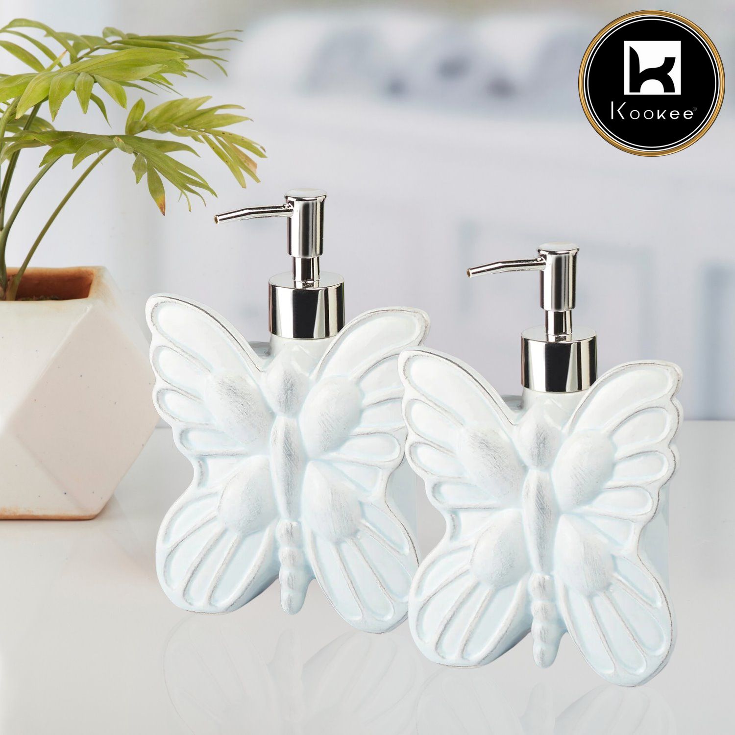 Ceramic Soap Dispenser for handwash for Bathroom, White (Set of 1) (7689)