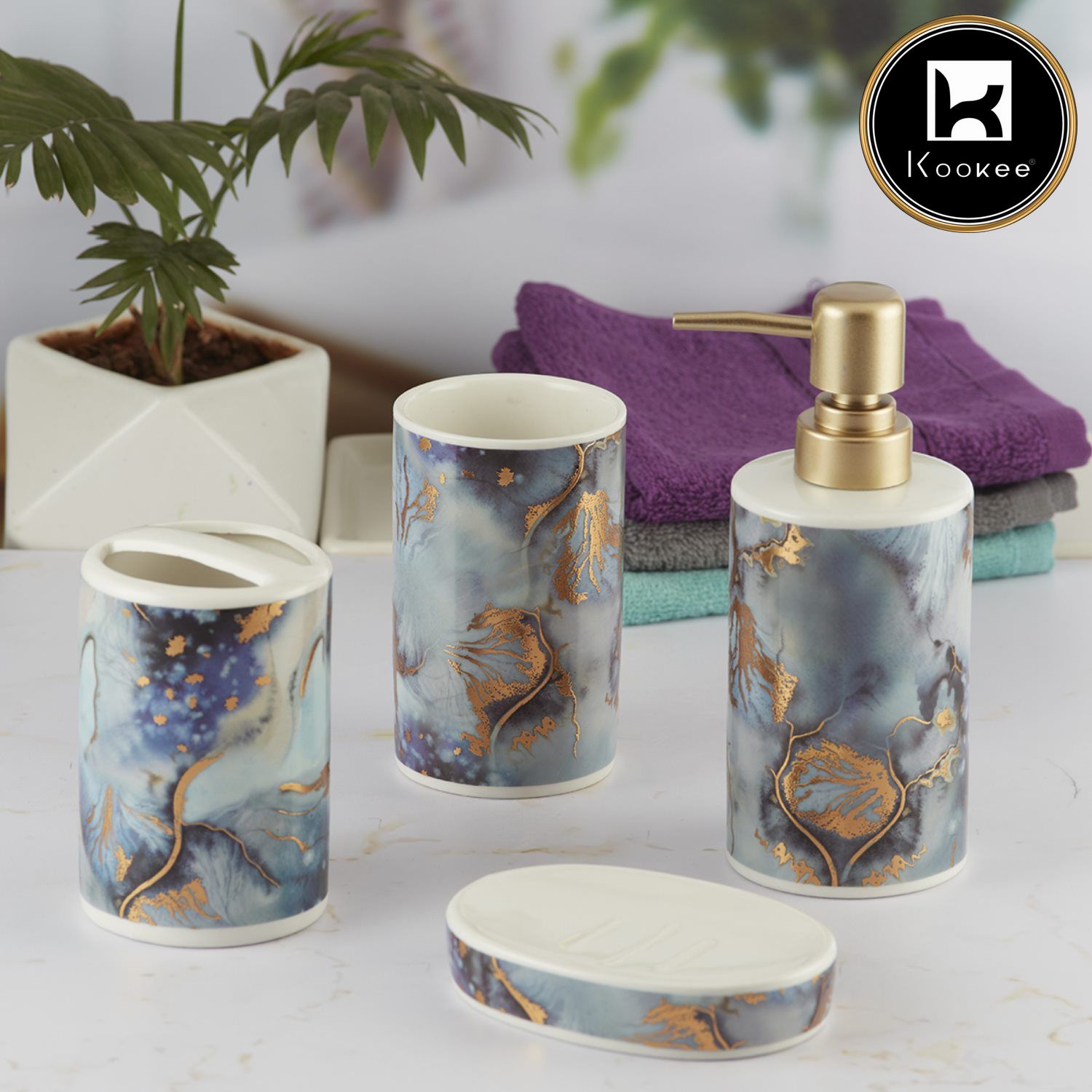 Kookee Ceramic Bathroom Sets, Multi, ART09594